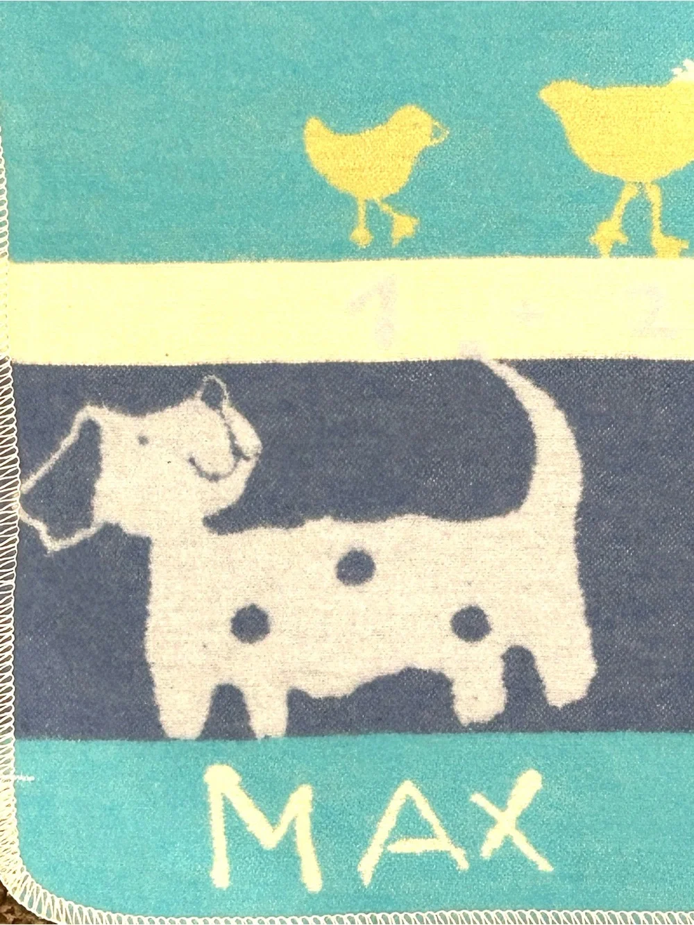 NWT David Fussenegger Striped Baby Blanket Kinderdecke Juwel  with Animal Print